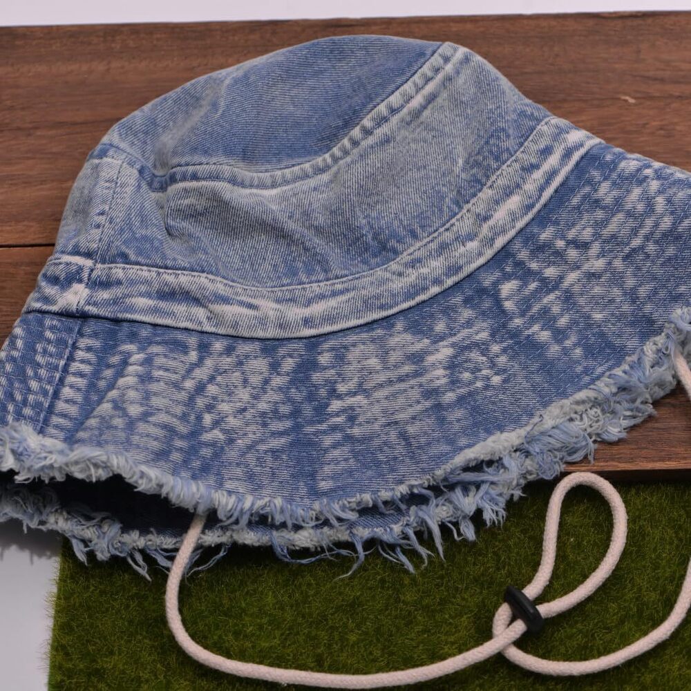 2150 Fashion Cotton Denim Distressed Bucket Hat, Sun Hat, Hat and BLU27 - Picture 5 of 9